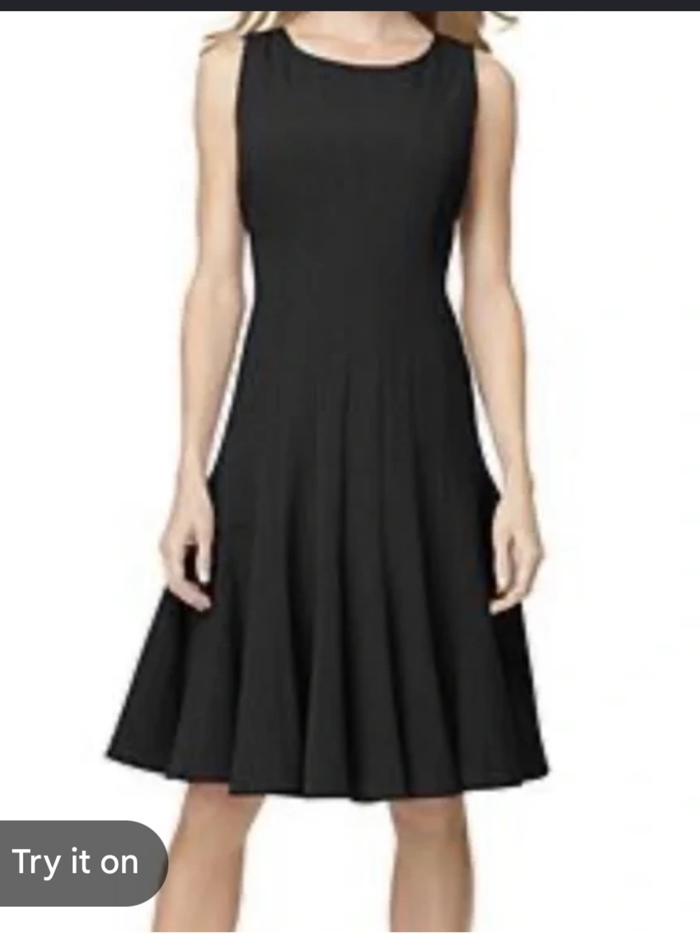 Calvin Klein Black Pleated Fit & Flare Midi Dress